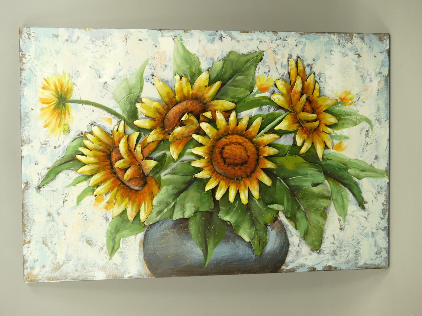 (*) Metallbild (3D) Eisen Blumen L.90x60cm