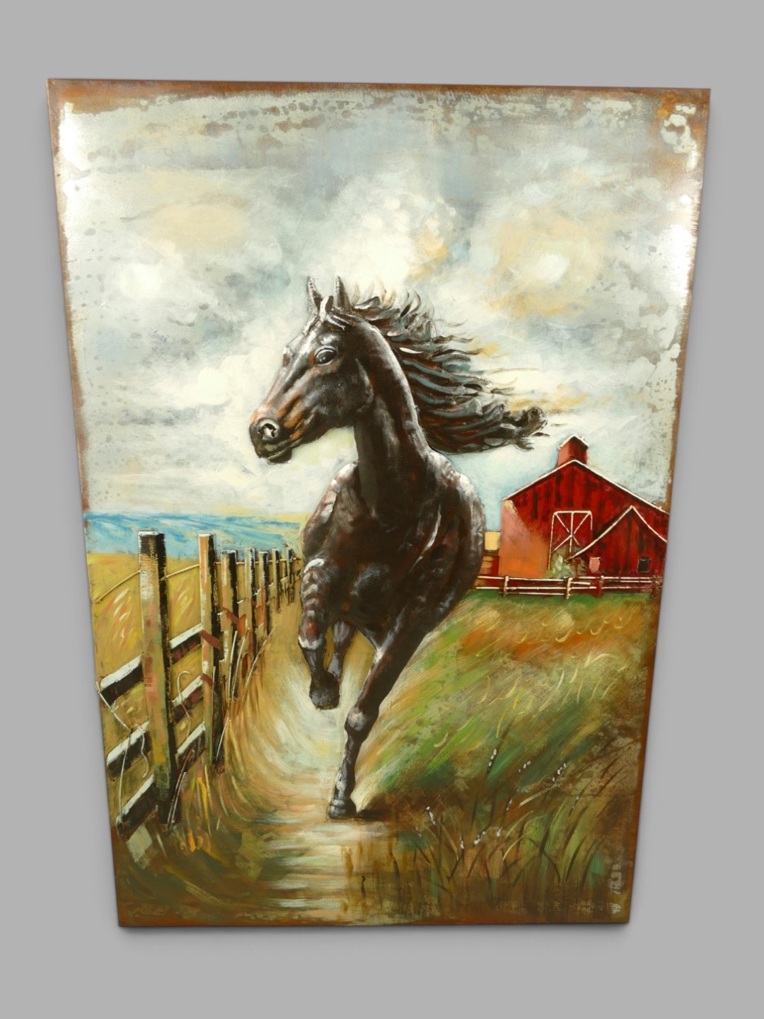(*) Metallbild (3D) Pferd Eisen H.120x80cm