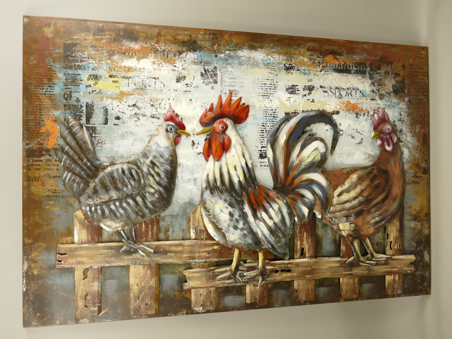 (*) Metallbild (3D) Eisen Hahn L.120x80cm
