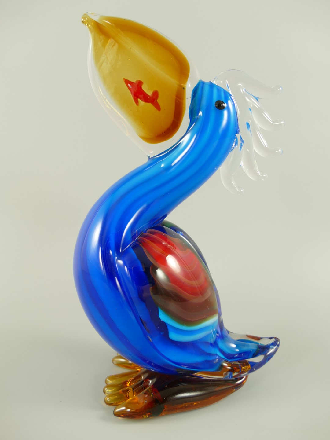 Glasfigur Pelikan farbe H.26cm