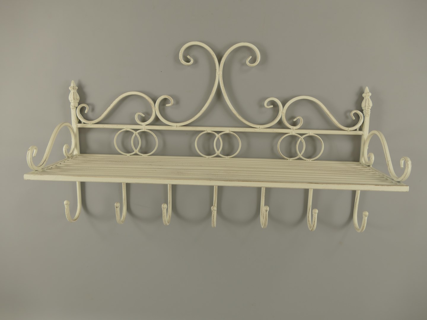 Wandhaken/ablage Eisen rustikal weiss L.65cm Wandhaken/ablage Eisen rustikal weiss L.65cm