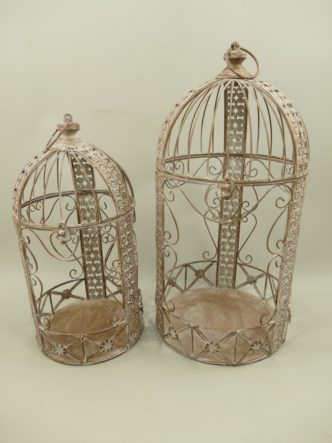 Käfig Eisen rust. braun Set/2 H.46/60-D.24/30cm Käfig Eisen rust. braun Set/2 H.46/60-D.24/30cm