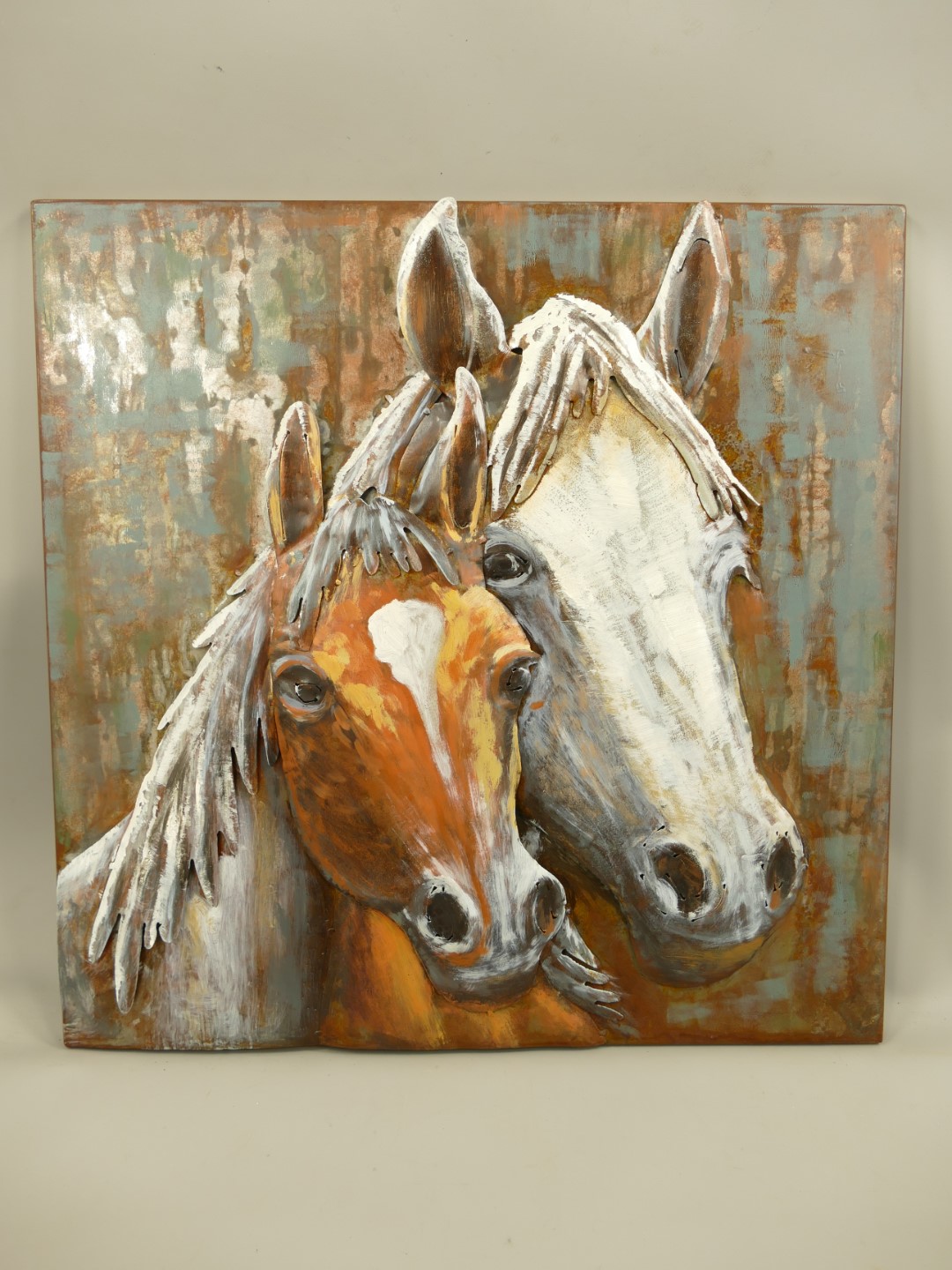 (*)Metallbild(3D) Eisen Pferd H.60x60cm