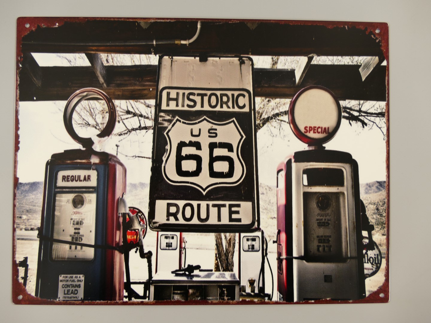 Wandschild Eisen Route*66 Tankstelle H.25x33cm Wandschild Eisen Route*66 Tankstelle H.25x33cm