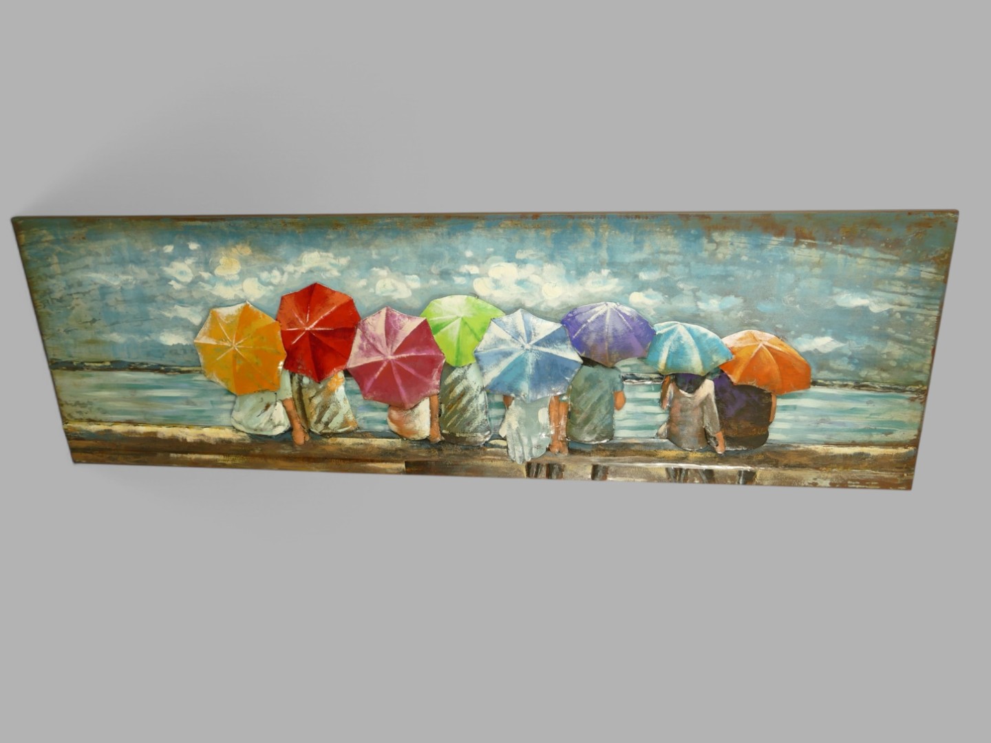 (*) Metallbild (3D) Kinder mit Regenschirm L.180cm