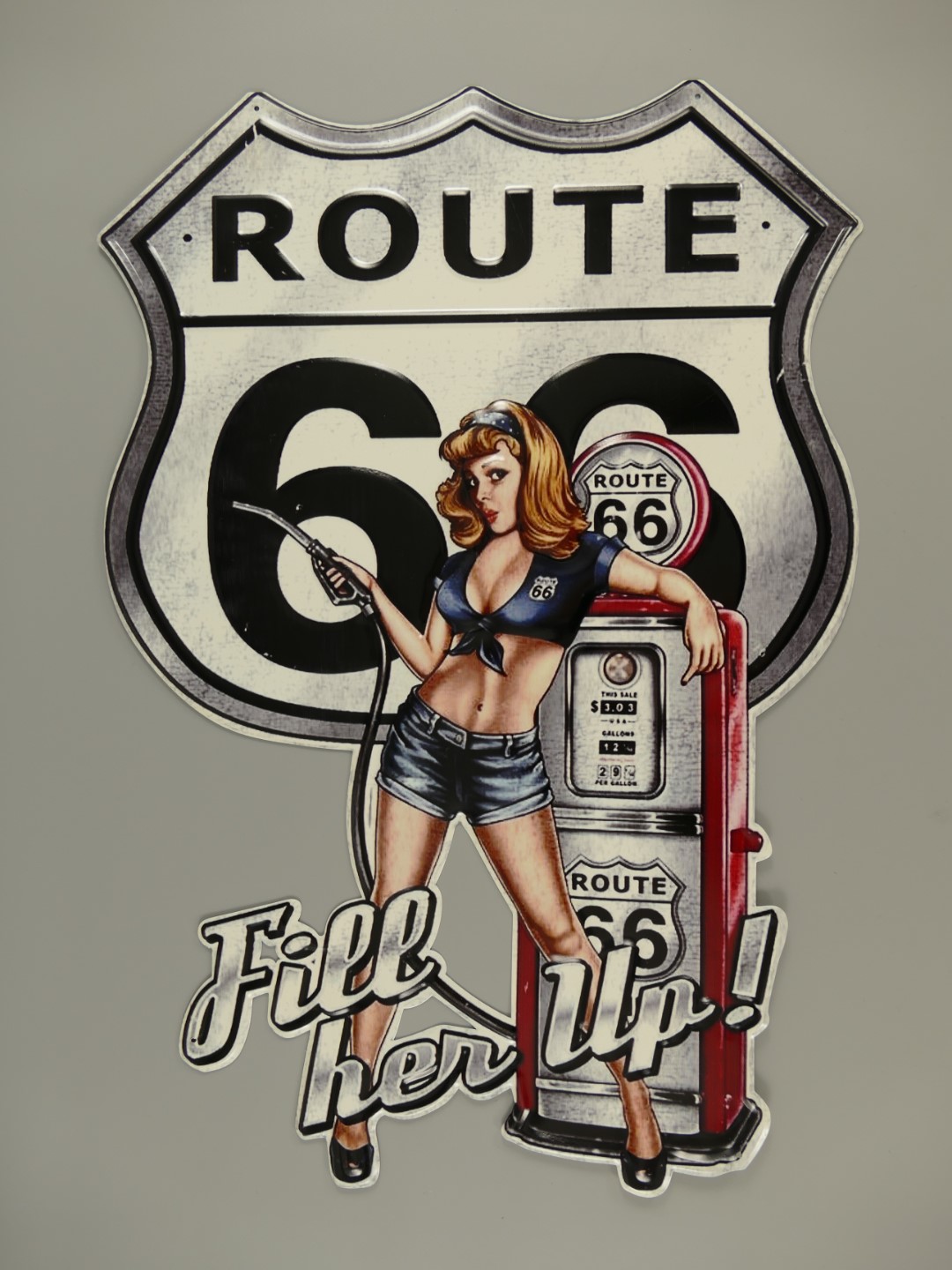 Wandschild(Gestanzt) Eisen*Route 66 H.65x44cm Wandschild(Gestanzt) Eisen*Route 66 H.65x44cm