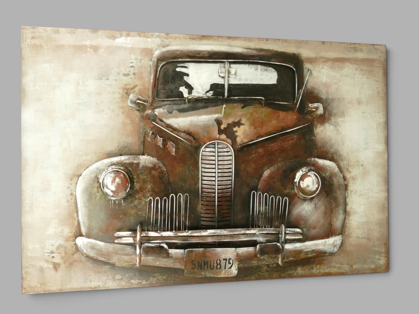(*) Metallbild (3D) Auto Eisen L.120x80cm