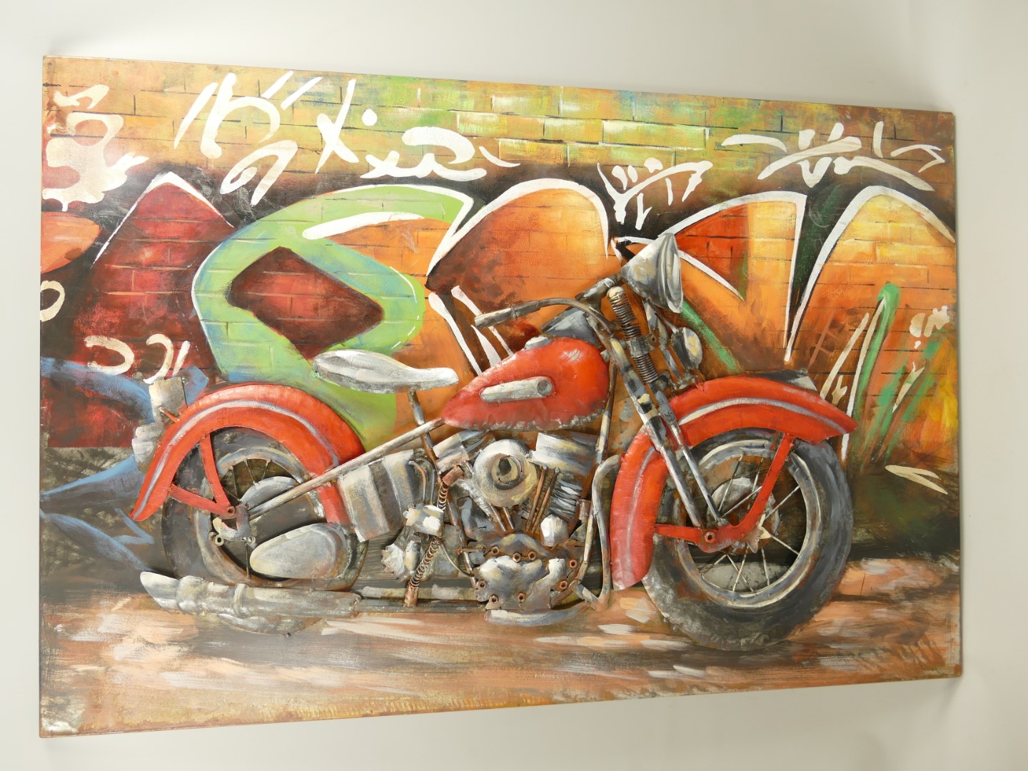 (*) Metallbild (3D) Eisen Motor L.120x80cm