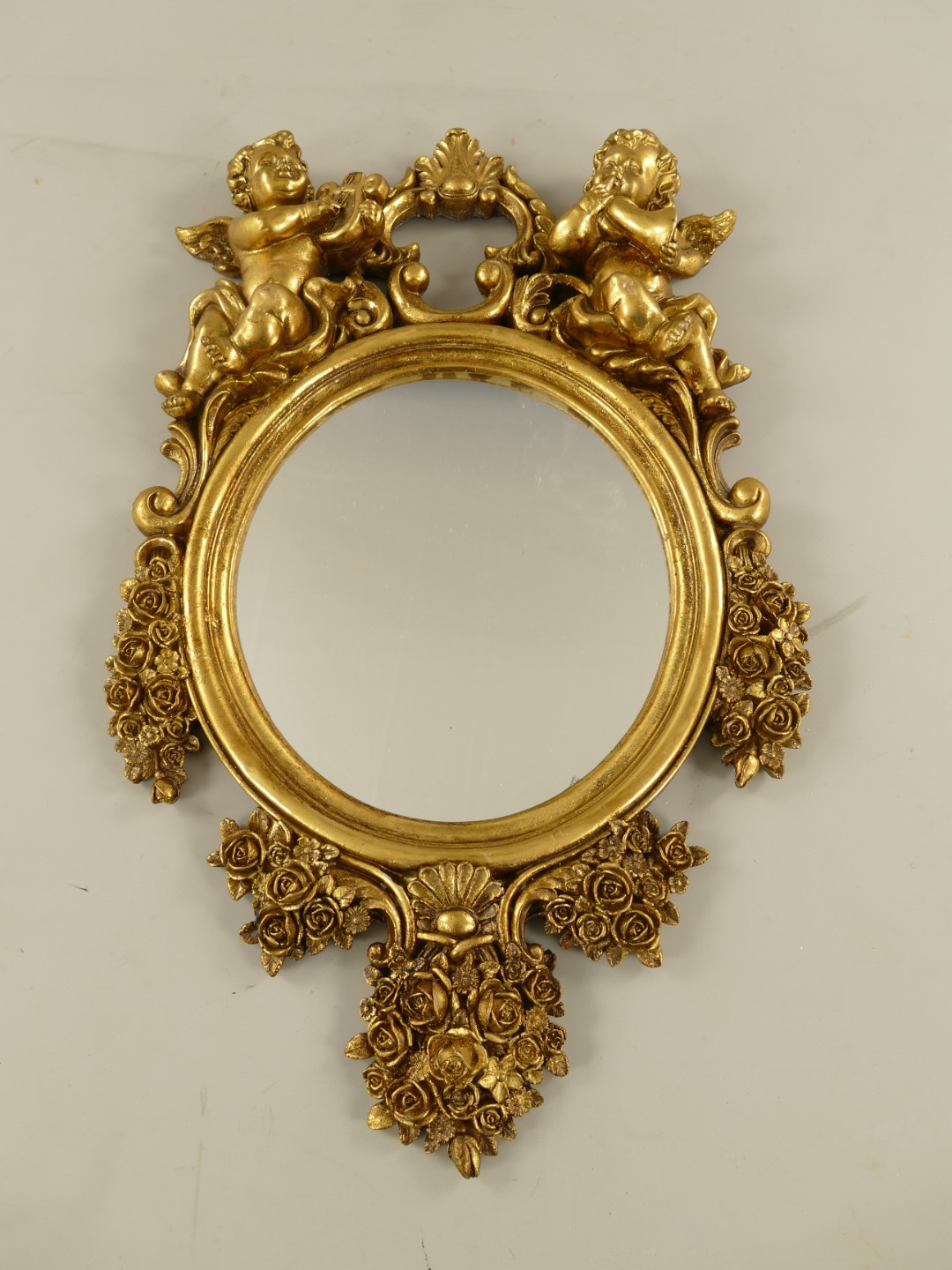 Wandspiegel Engel Polystein Antik Gold H.50cm