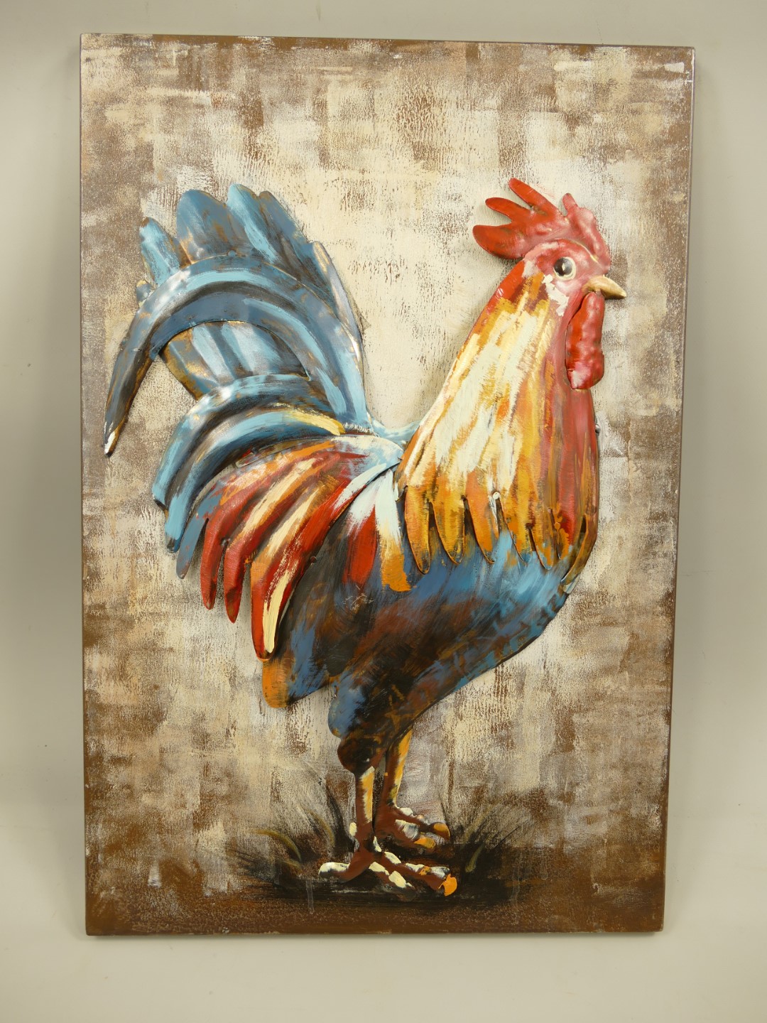 (*) Metallbild (3D) Eisen Hahn H.60x40cm