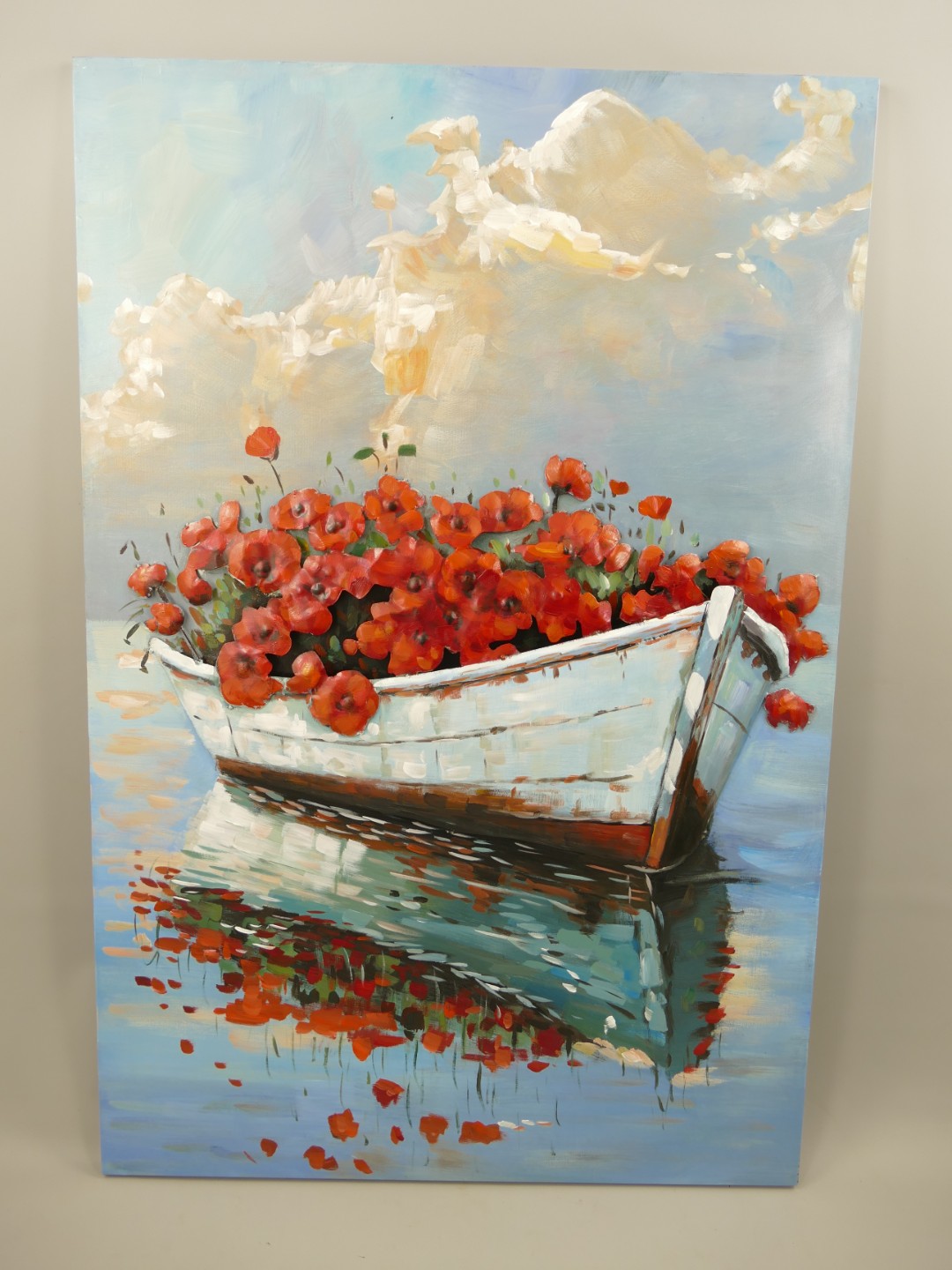 (*) Metallbild (3D) Eisen Schiff blumen H.120x80cm