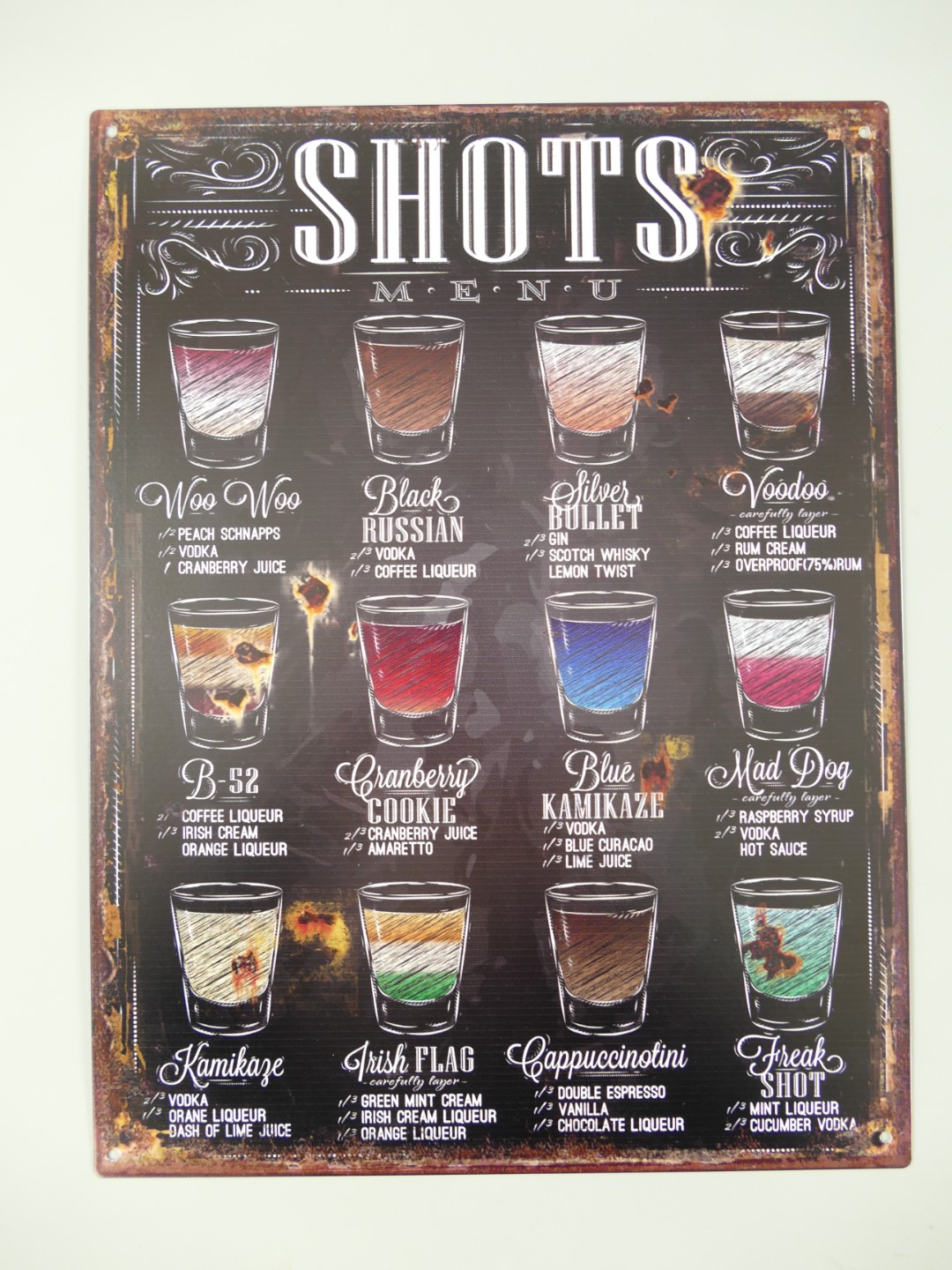 Wandschild Eisen Shots H.33x25cm Wandschild Eisen Shots H.33x25cm