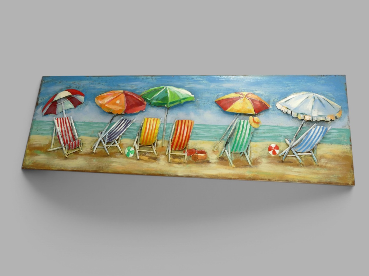 (*) Metallbild (3D) Strand mit Strandstuhl L.180cm