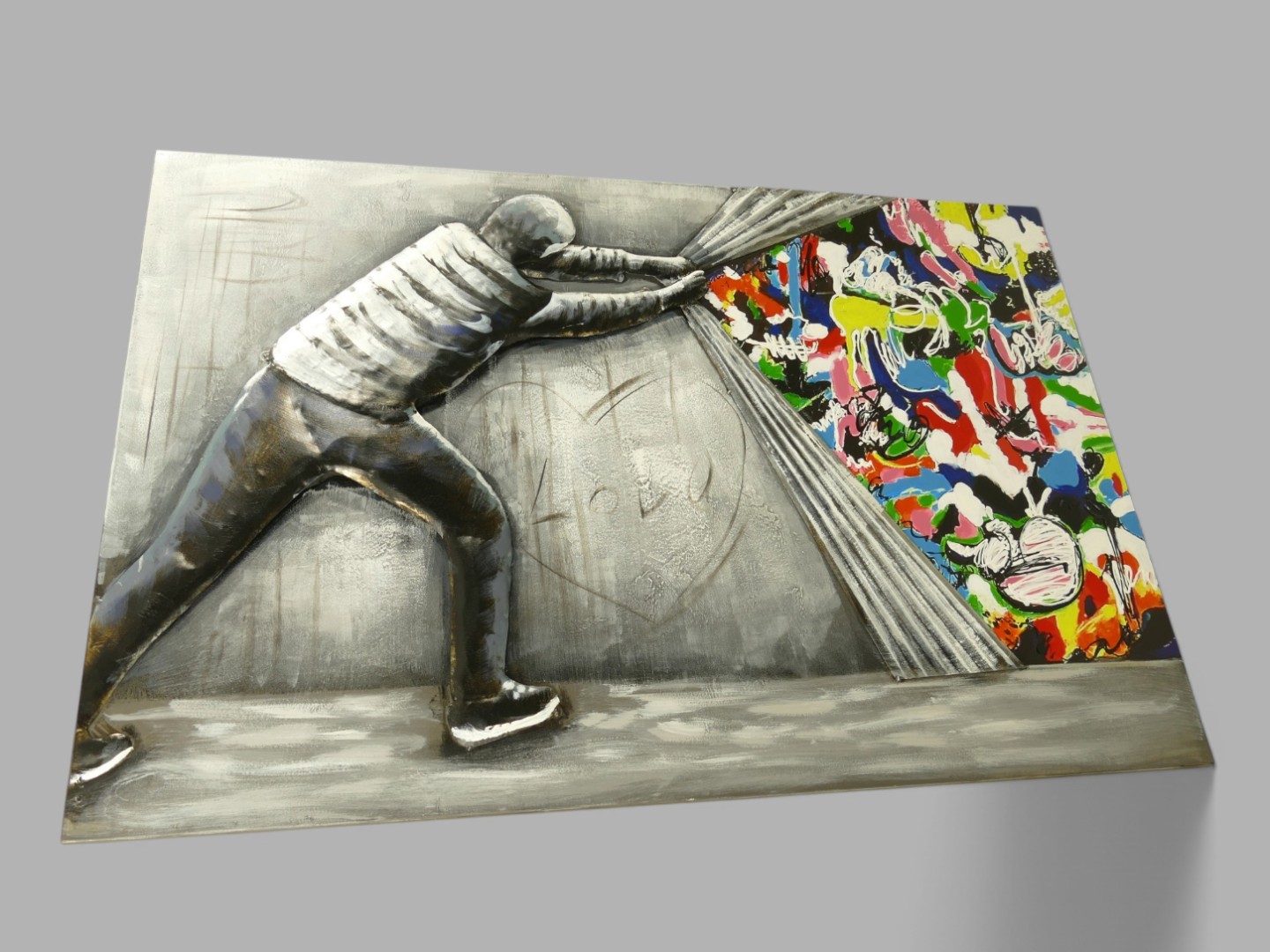 (*) Metallbild (3D) Banksy Eisen L.120x80cm