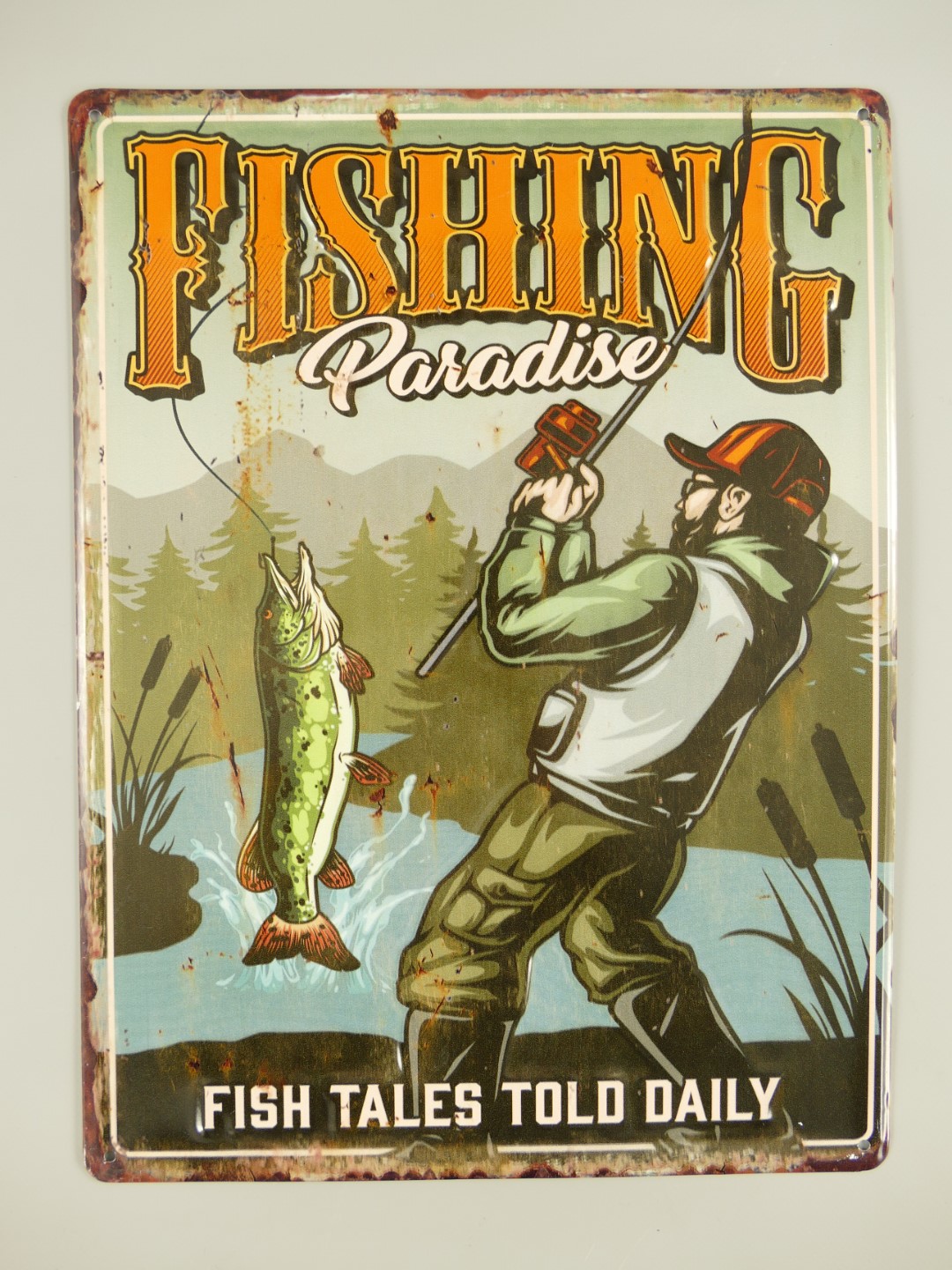Wandschild(Gestanzt) Fishing H.40x30cm Wandschild(Gestanzt) Fishing H.40x30cm