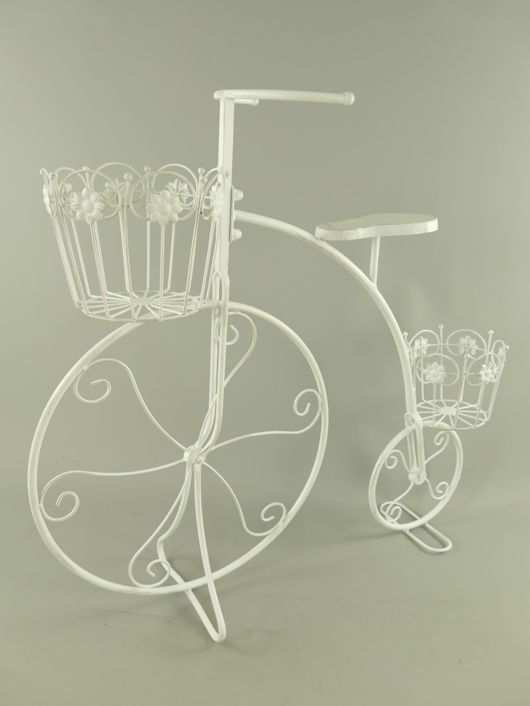 (*S) Blumen FAHRRAD rustik weiss L.74cm