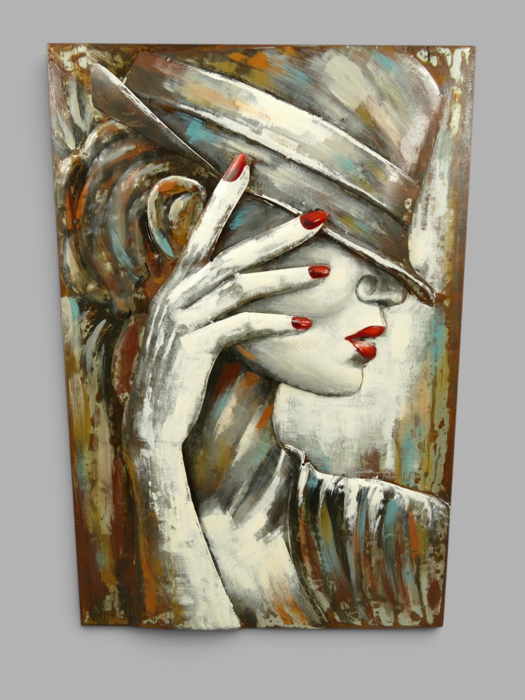 (*) Metallbild (3D) Frau Eisen H.90x60cm