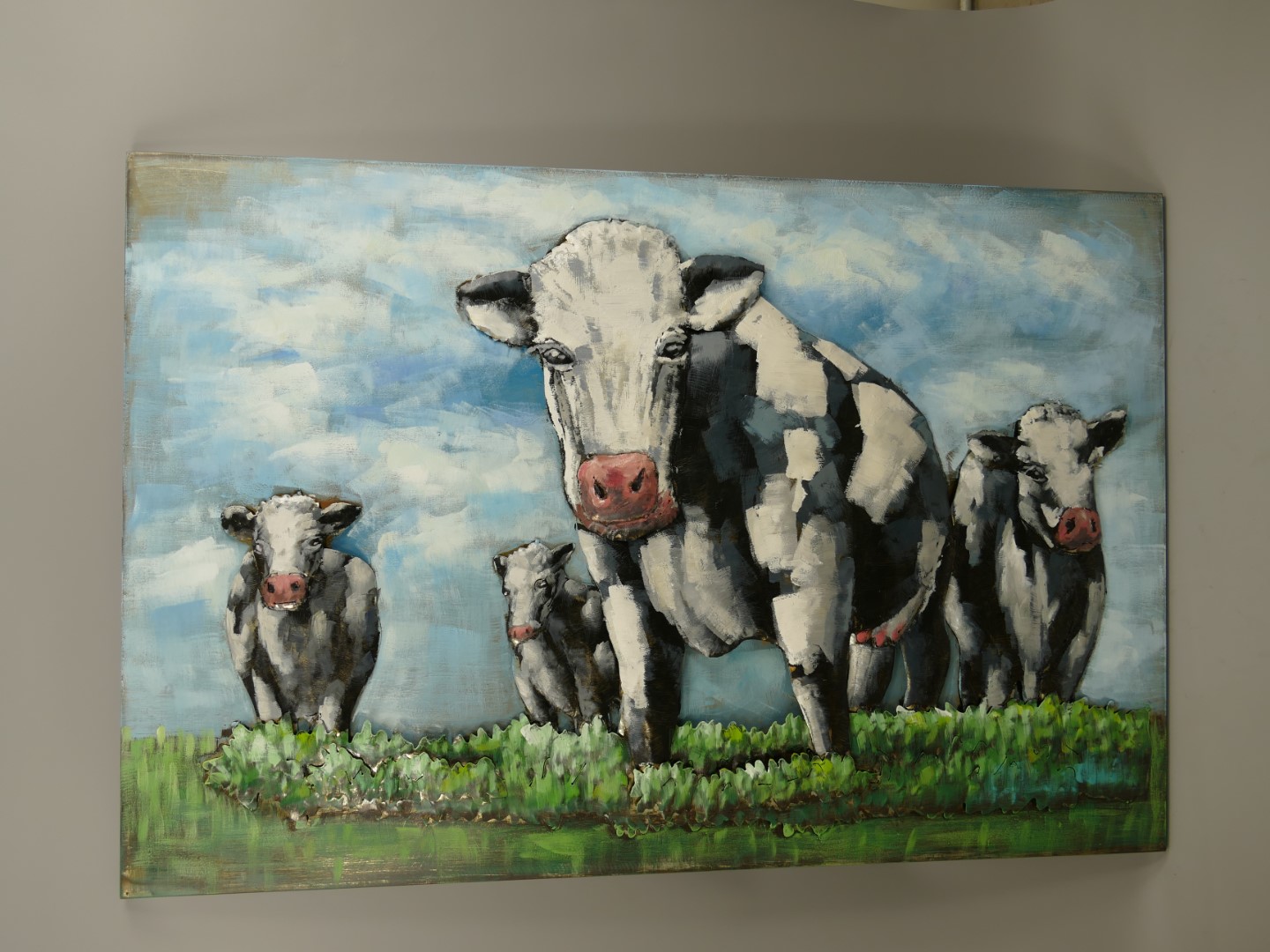 (*)Metallbild (3D) Eisen Kühe L.120x80cm