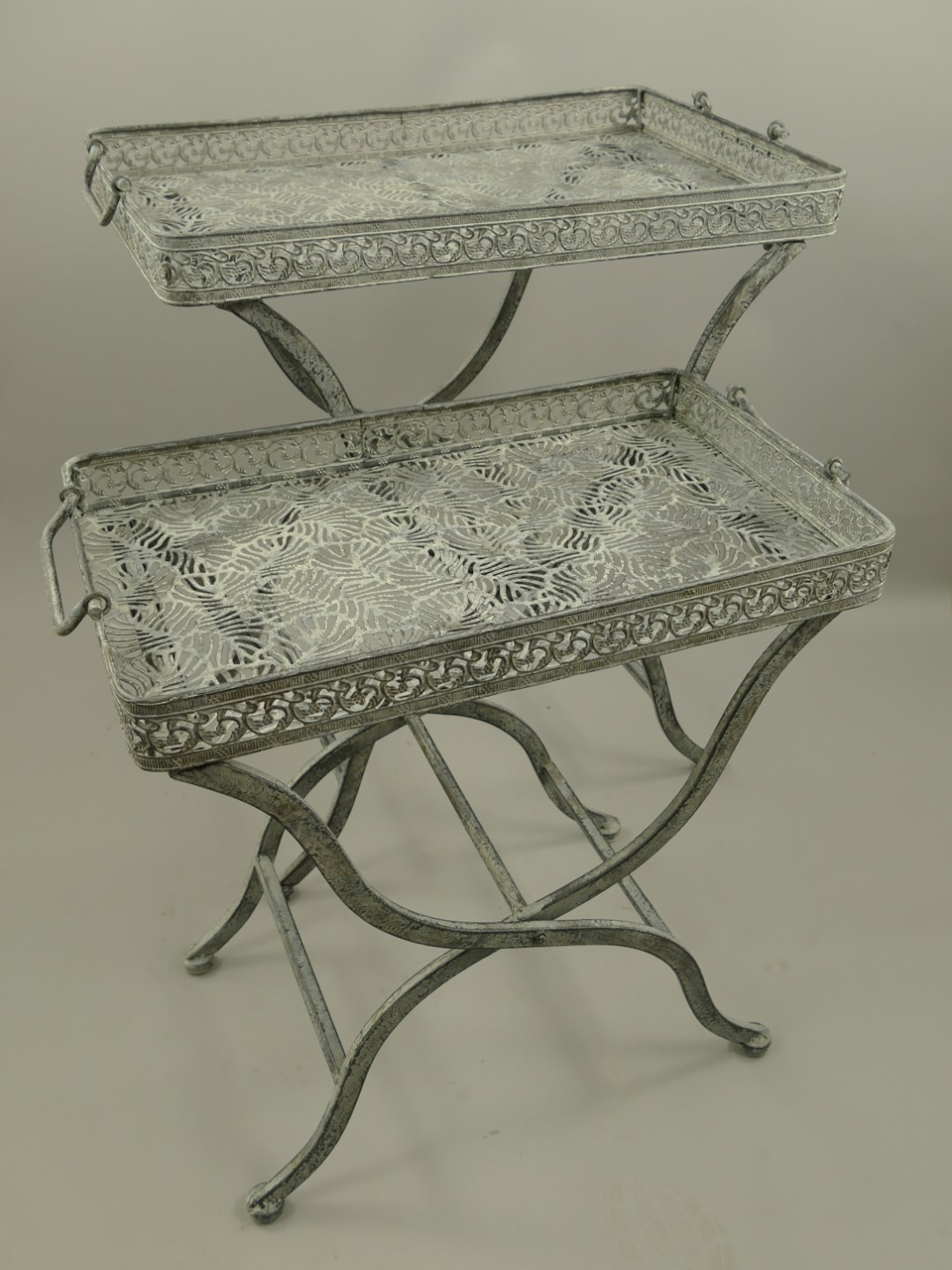 314057GYavqweQvuXHupLZ Tisch Eisen Eckig Grau Set/2 H.50/70cm SET!