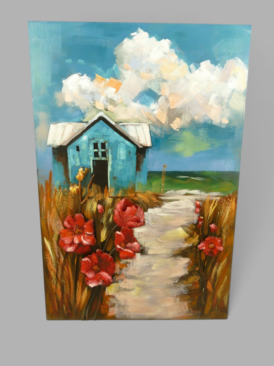 (*) Metallbild (3D) Strandhütte Eisen H.120x80cm