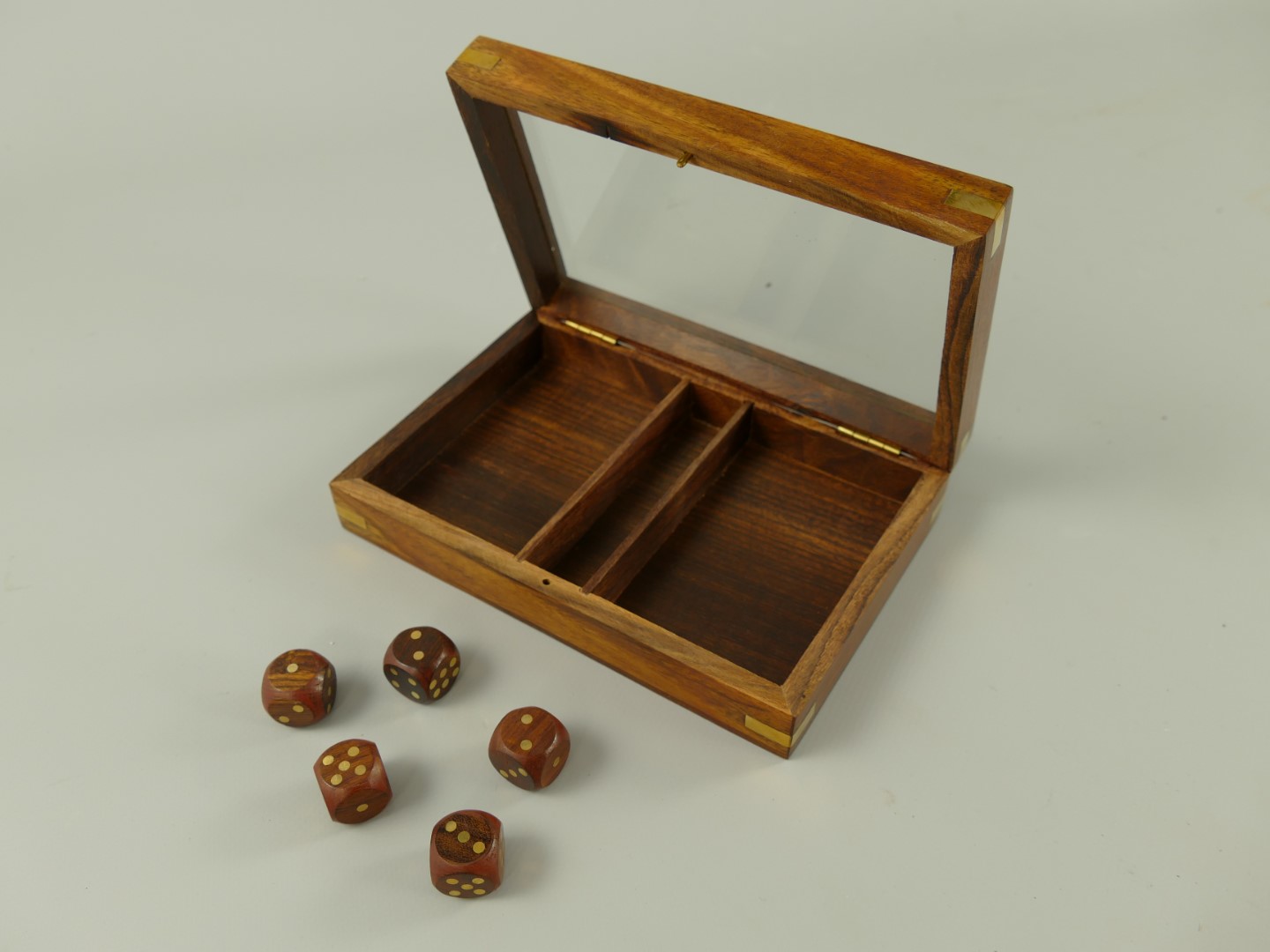 Spielkarten Holzbox Würfel (5x) L.18x12cm Spielkarten Holzbox Würfel (5x) L.18x12cm