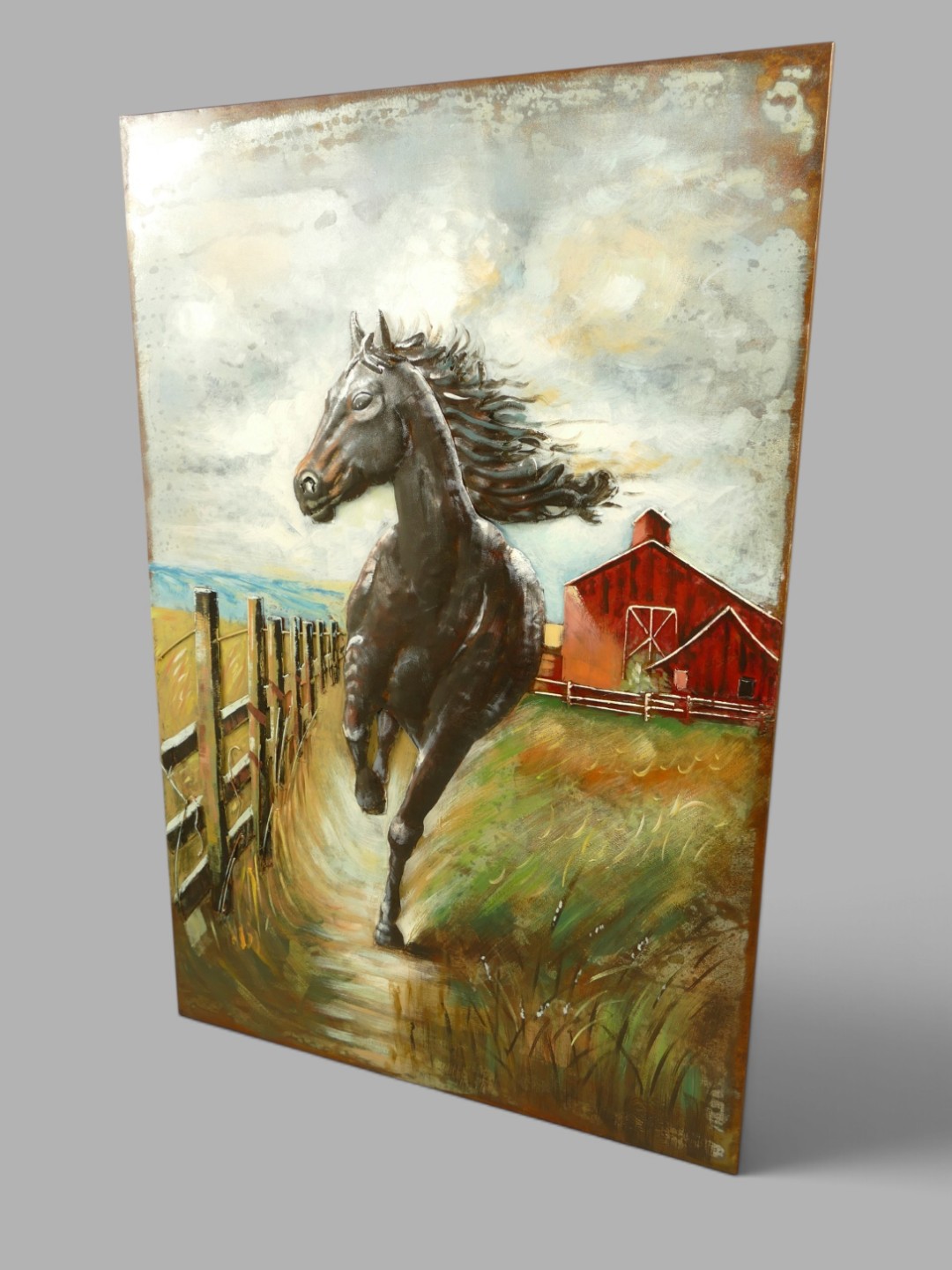 (*) Metallbild (3D) Pferd Eisen H.120x80cm