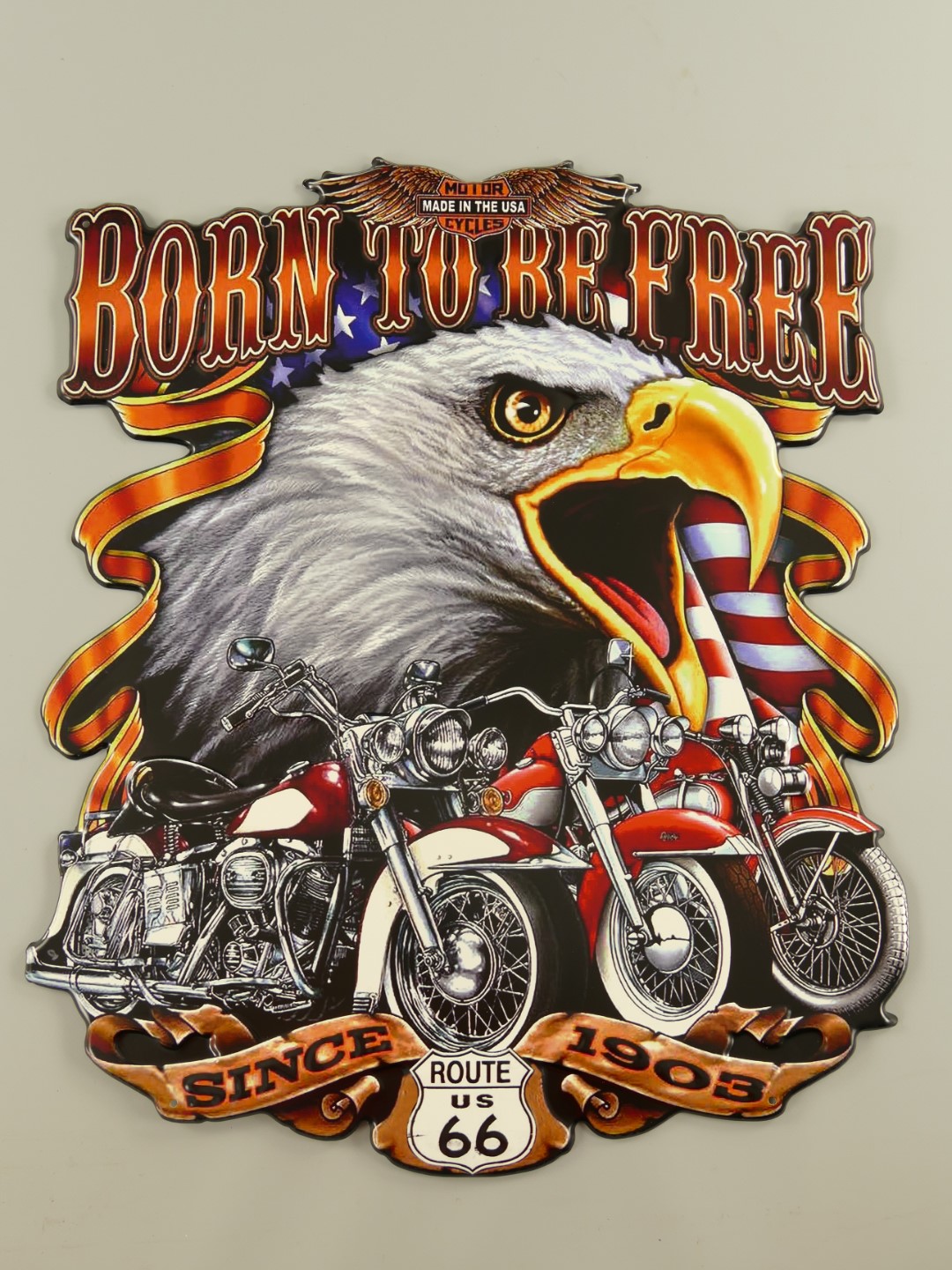 Wandschild(Gestanz) Eisen Born to be Free H.60cm Wandschild(Gestanz) Eisen Born to be Free H.60cm