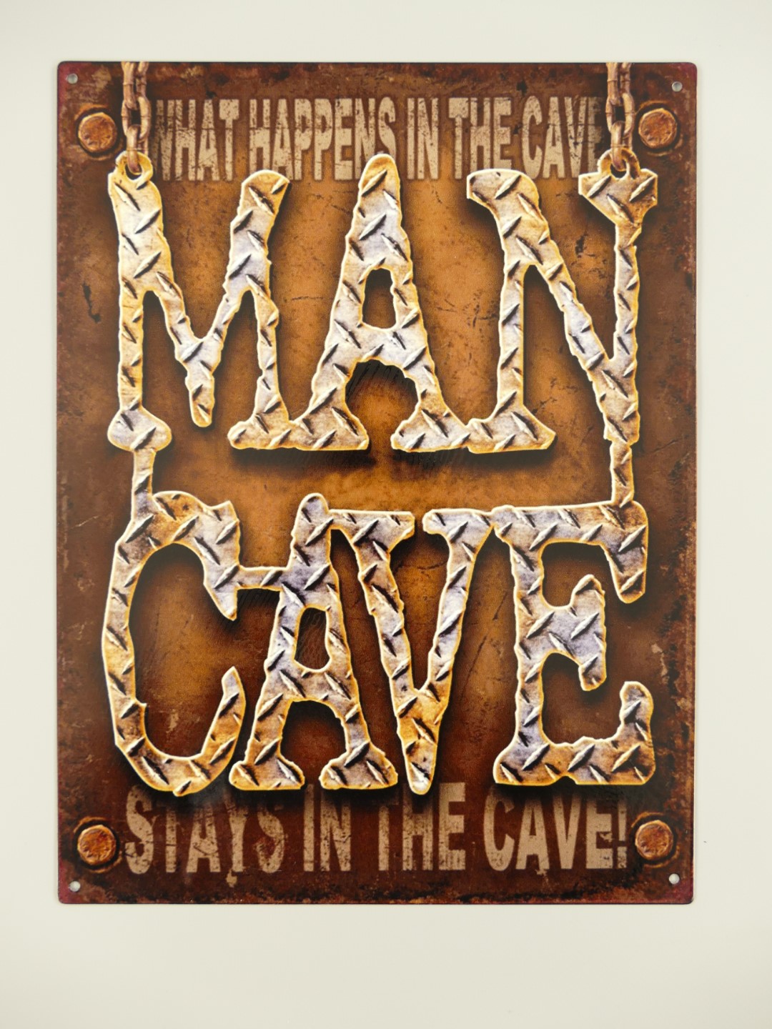 Wandschild Eisen Man Cave H.33x25cm Wandschild Eisen Man Cave H.33x25cm