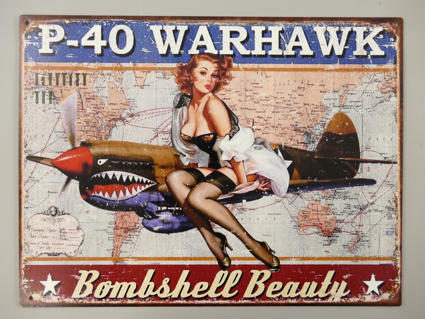 *ANG. Wandschild Eisen Bombshell Beauty L.33x25cm *ANG. Wandschild Eisen Bombshell Beauty L.33x25cm