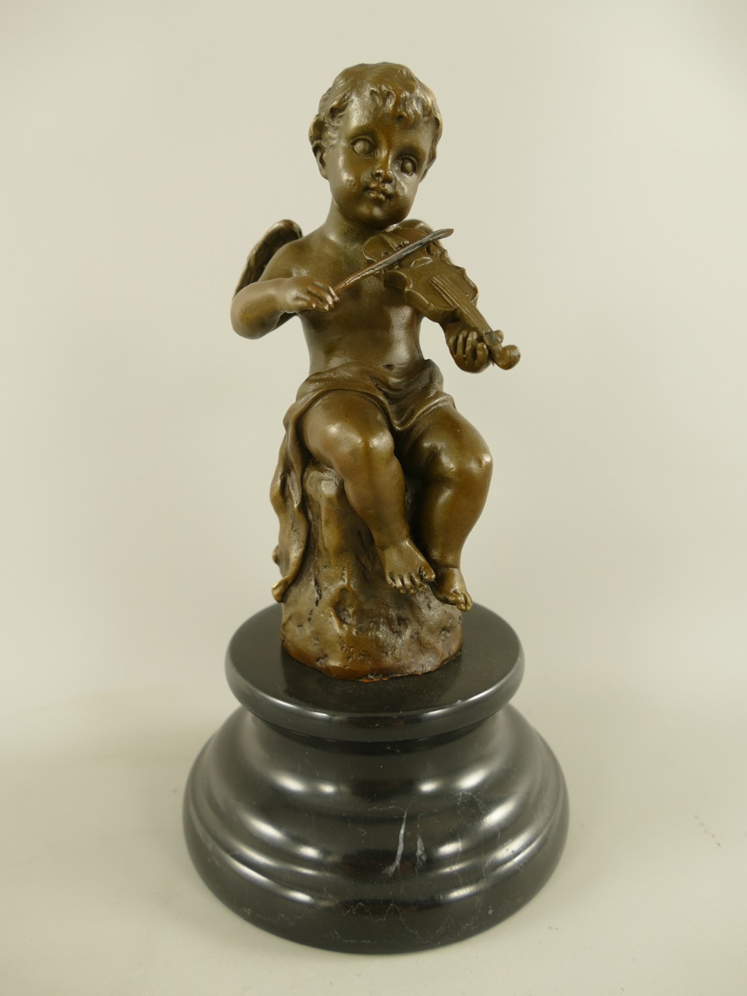 Figur Bronze Engel mit geige  H.18x10cm