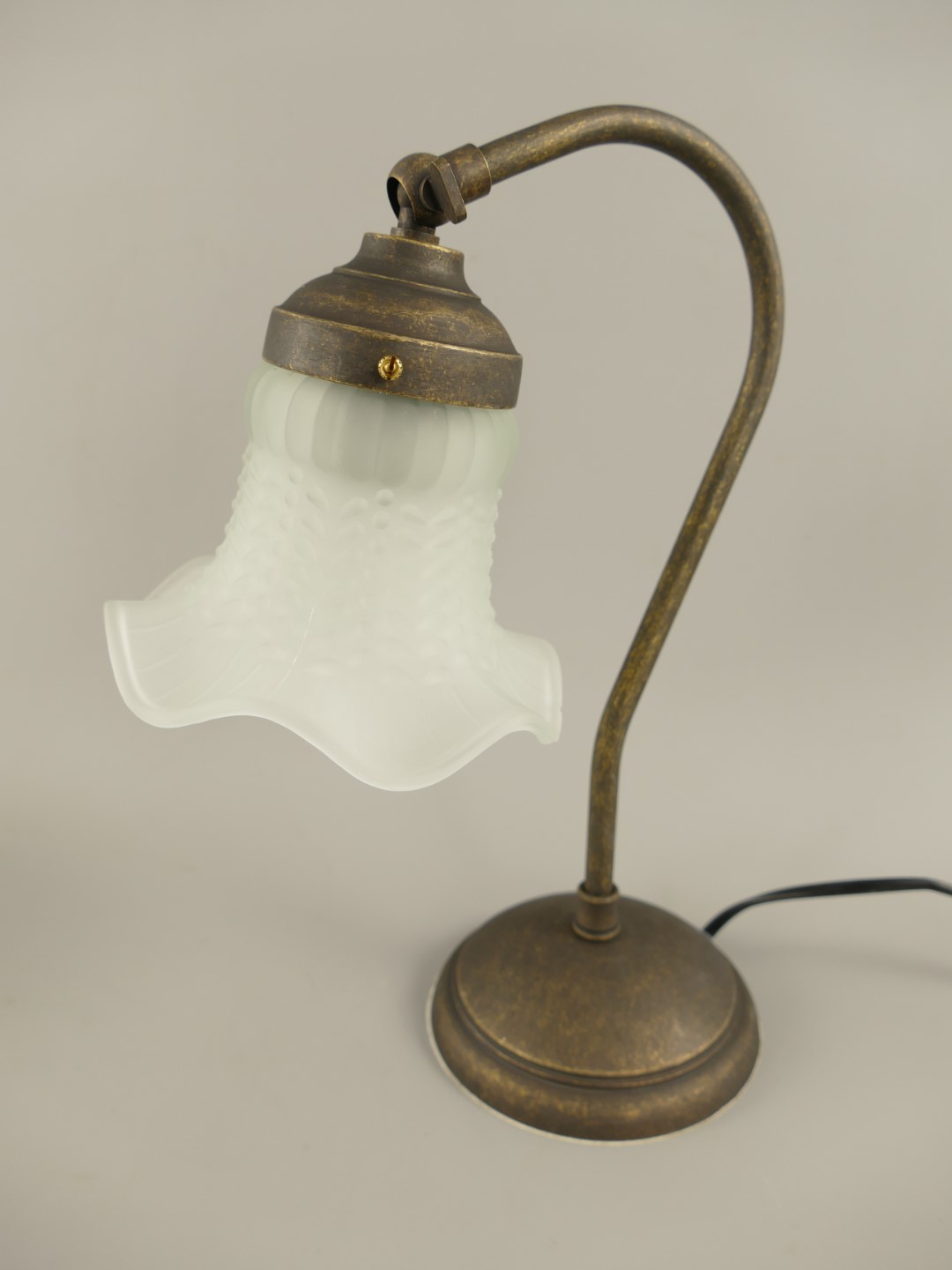 Lampe Messing brün. Schirm(176.020) GH.6-H.30cm