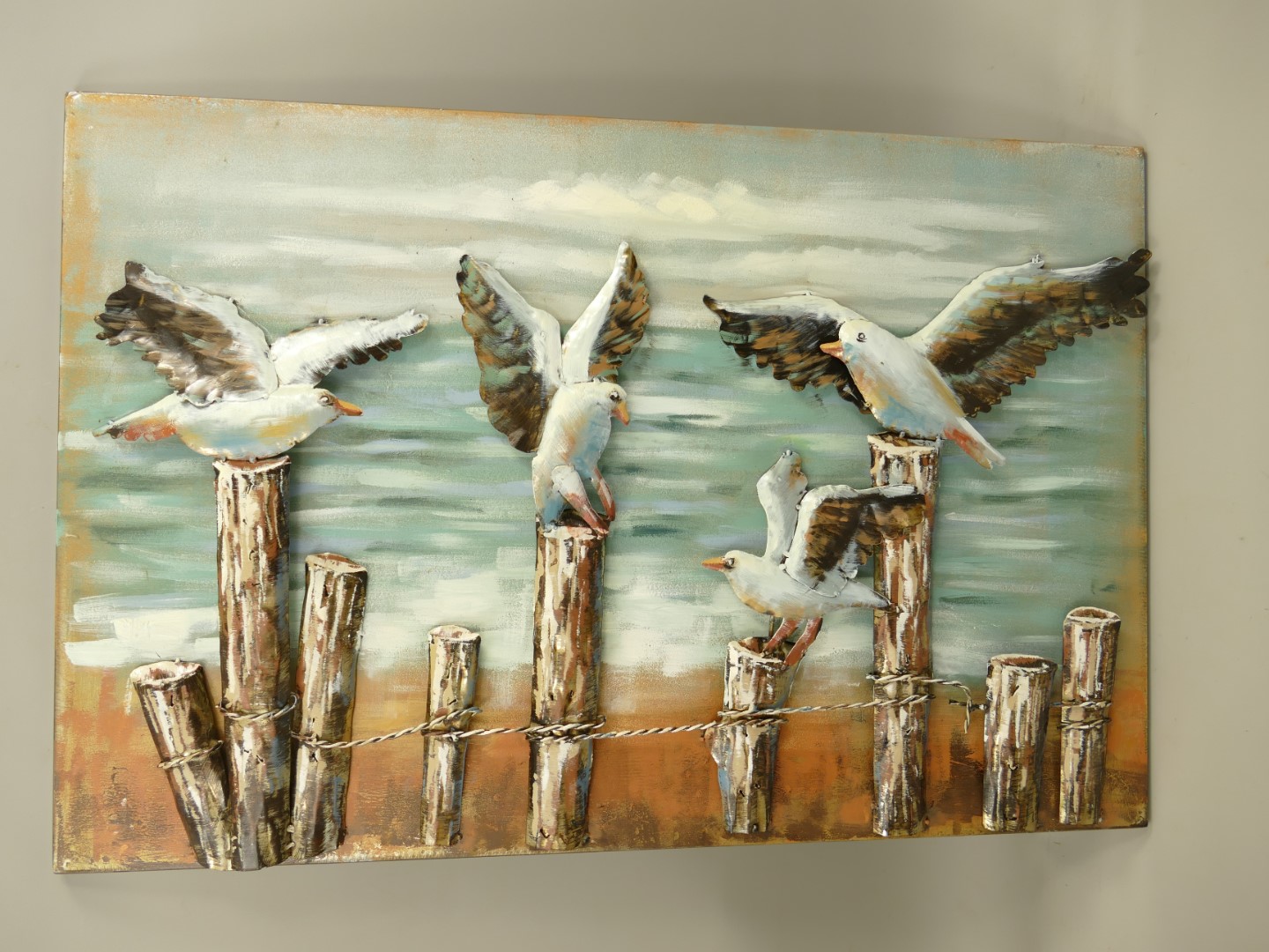 (*) Metallbild (3D) Eisen Seevogel L.90x60cm