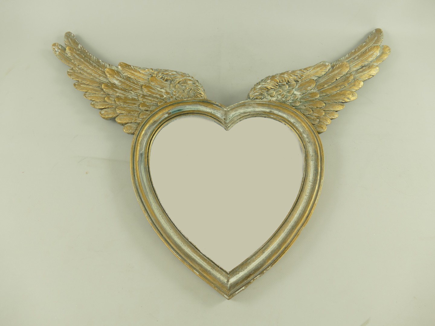 Wandspiegel Herz mit Flügel Polystein gold H.50cm