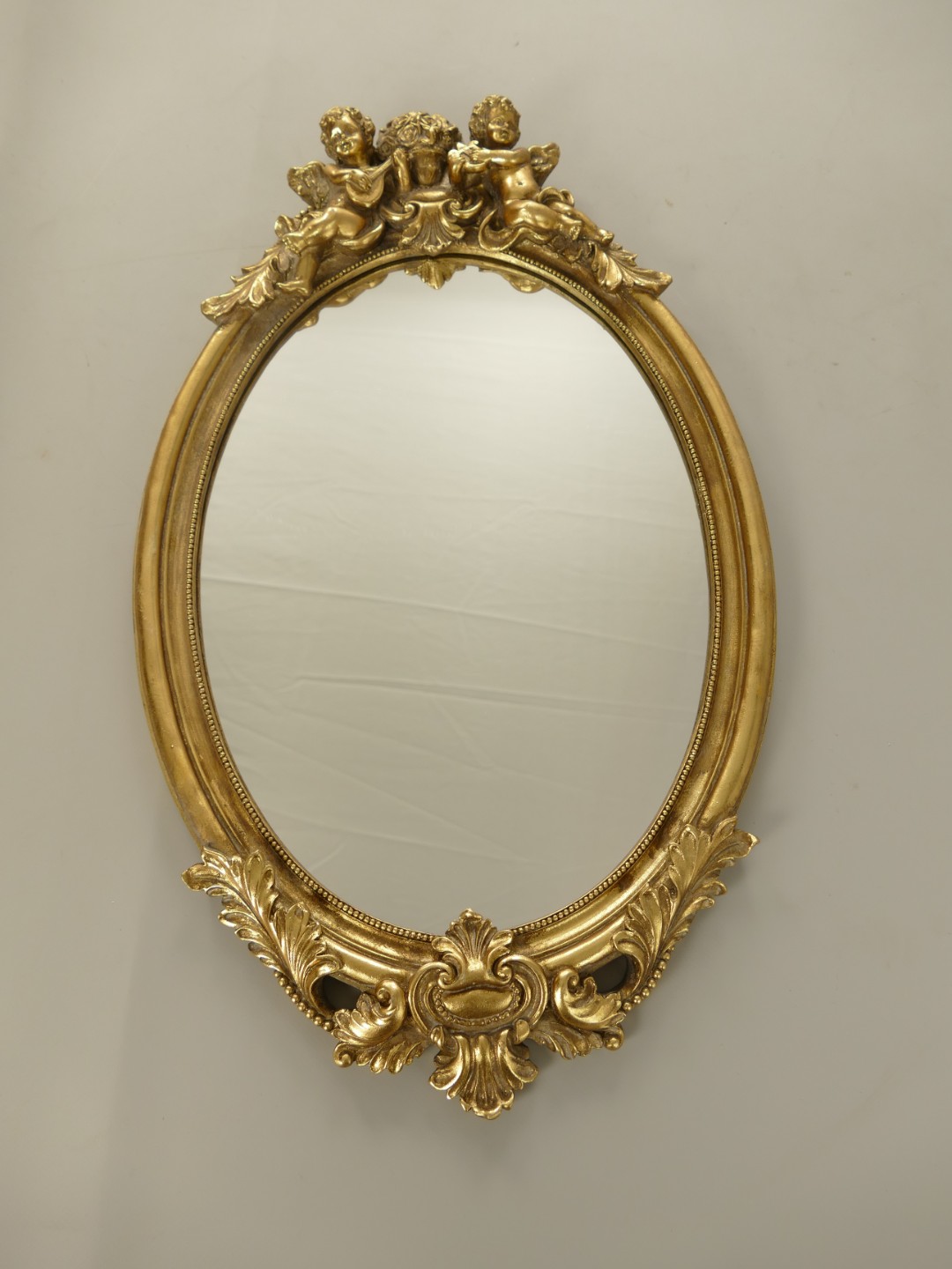 Wandspiegel Engel Polystein GOLD farbig H.58cm Wandspiegel Engel Polystein GOLD farbig H.58cm