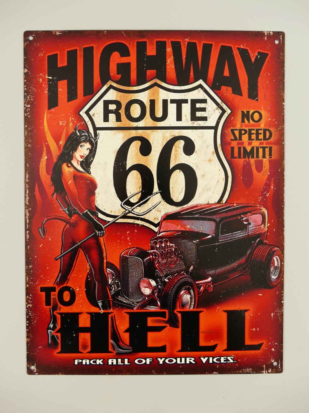 321D26ajzZYDC0n0eH60 Wandschild Eisen Highway Hell H.33x25cm