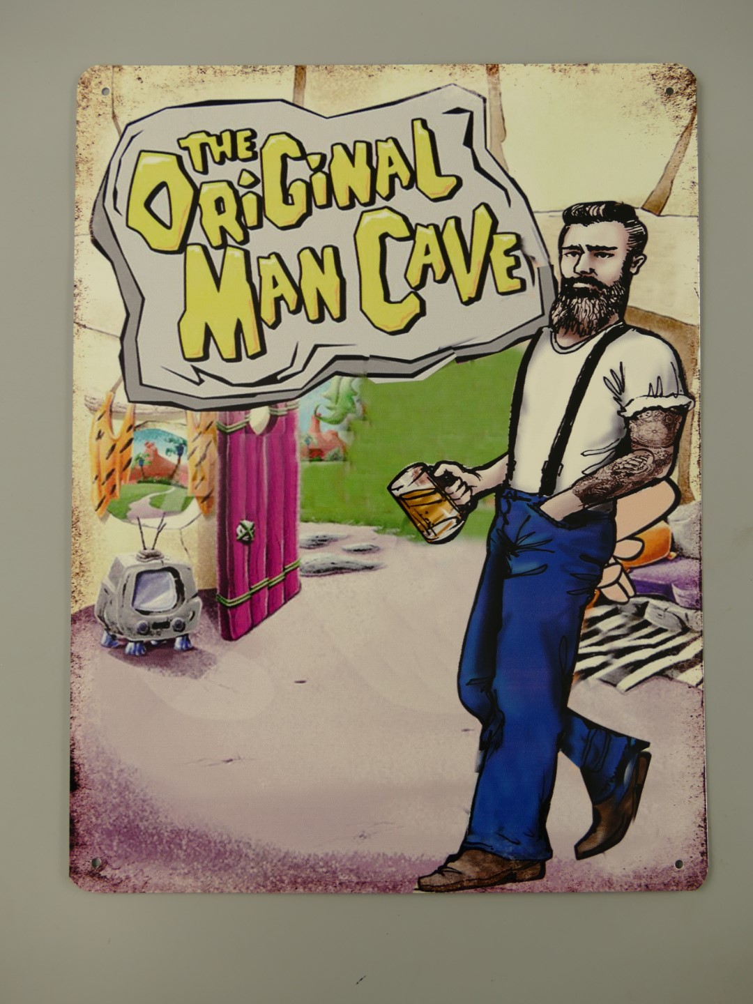 *ANG. Wandschild Eisen The Orignal Man Cave H.33cm *ANG. Wandschild Eisen The Orignal Man Cave H.33cm