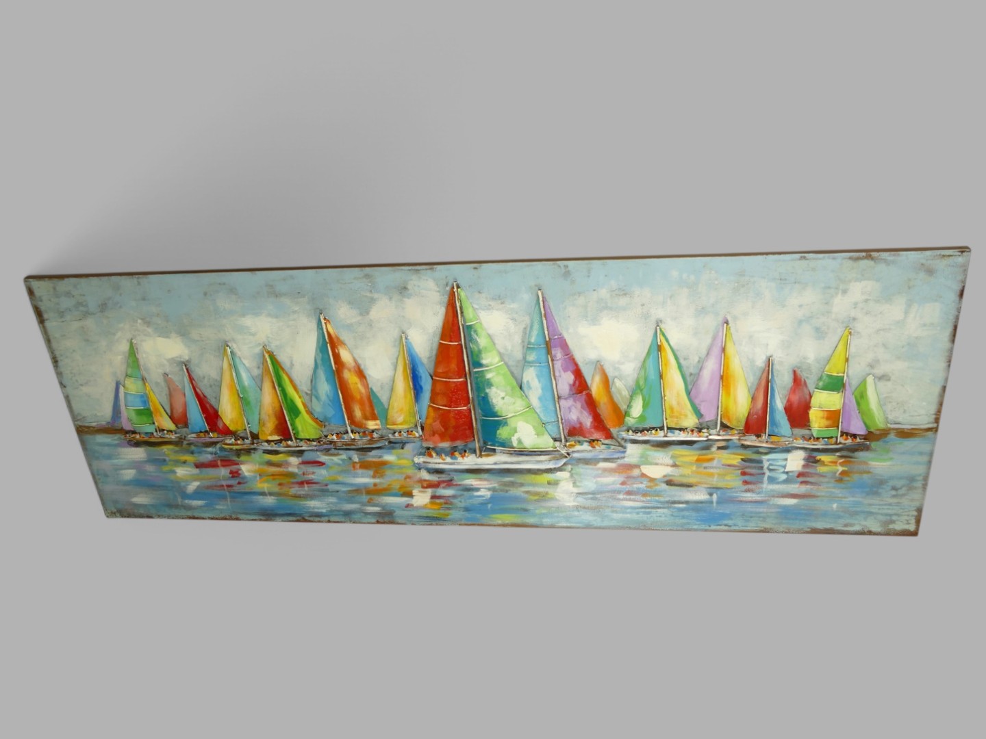 (*) Metallbild (3D) Segelschiffe Eisen L.180x60cm