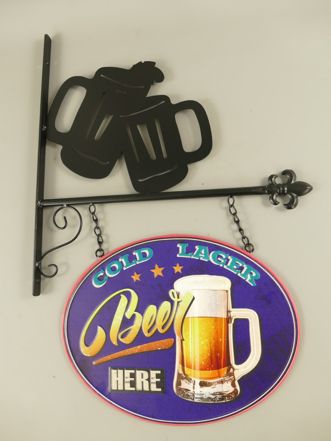 332376a Wandhaken mit schild(Gestanzt) Beer Here H.65cm