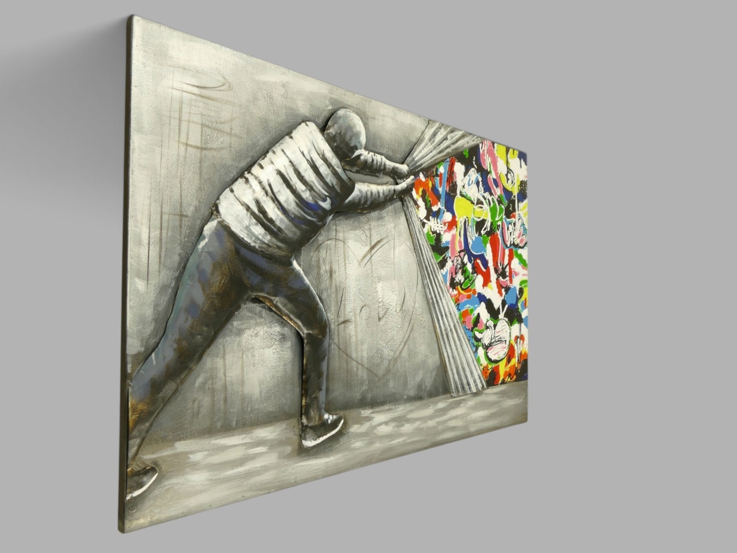 (*) Metallbild (3D) Banksy Eisen L.120x80cm