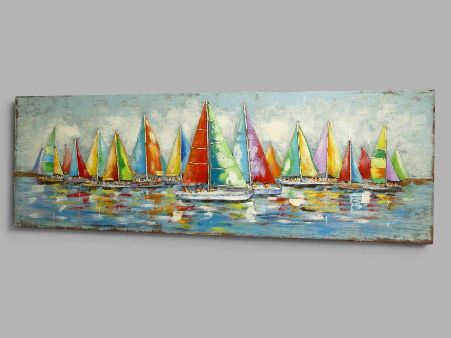 (*) Metallbild (3D) Segelschiffe Eisen L.180x60cm