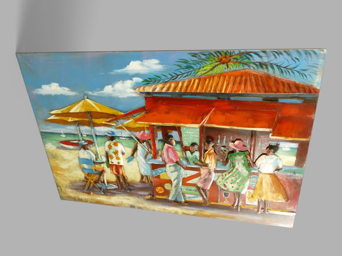 (*) Metallbild (3D) Strandhütte Eisen L.120x80cm