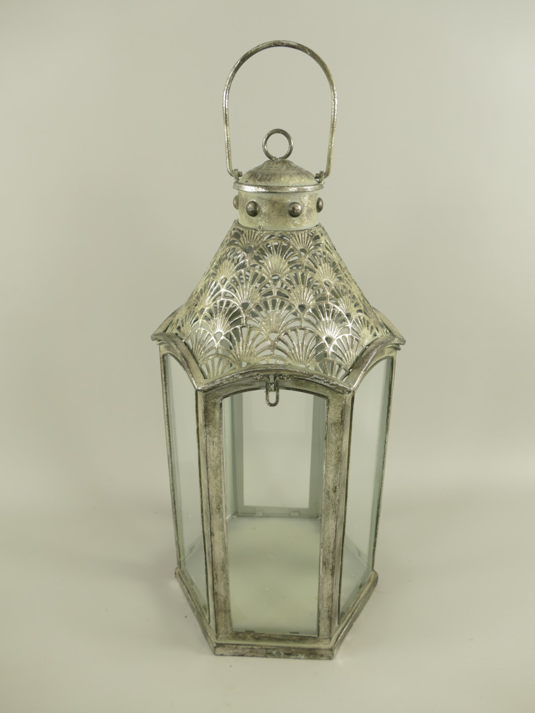 (*)Laterne silber Eisen farbe H.60cm (*)Laterne silber Eisen farbe H.60cm