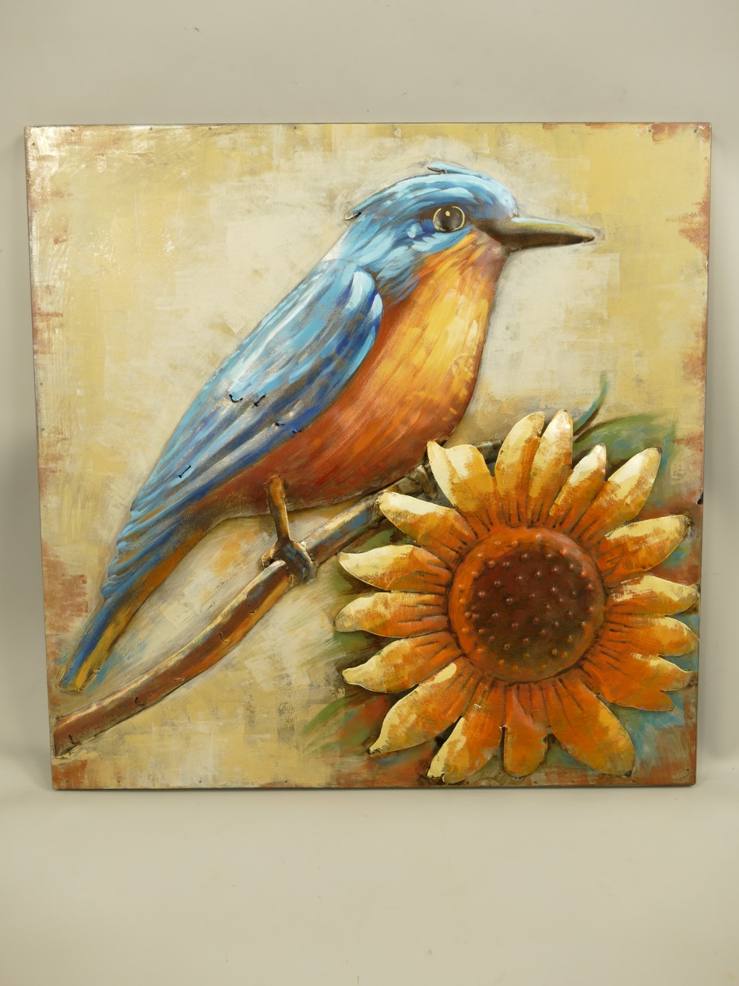 (*) Metallbild (3D) Eisen Vogel H.60x60cm