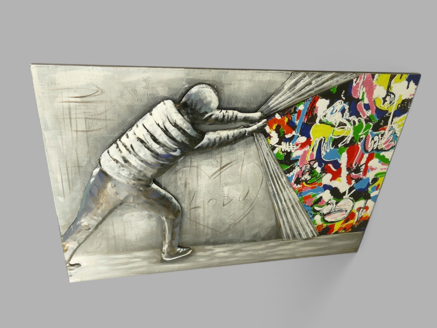 (*) Metallbild (3D) Banksy Eisen L.120x80cm