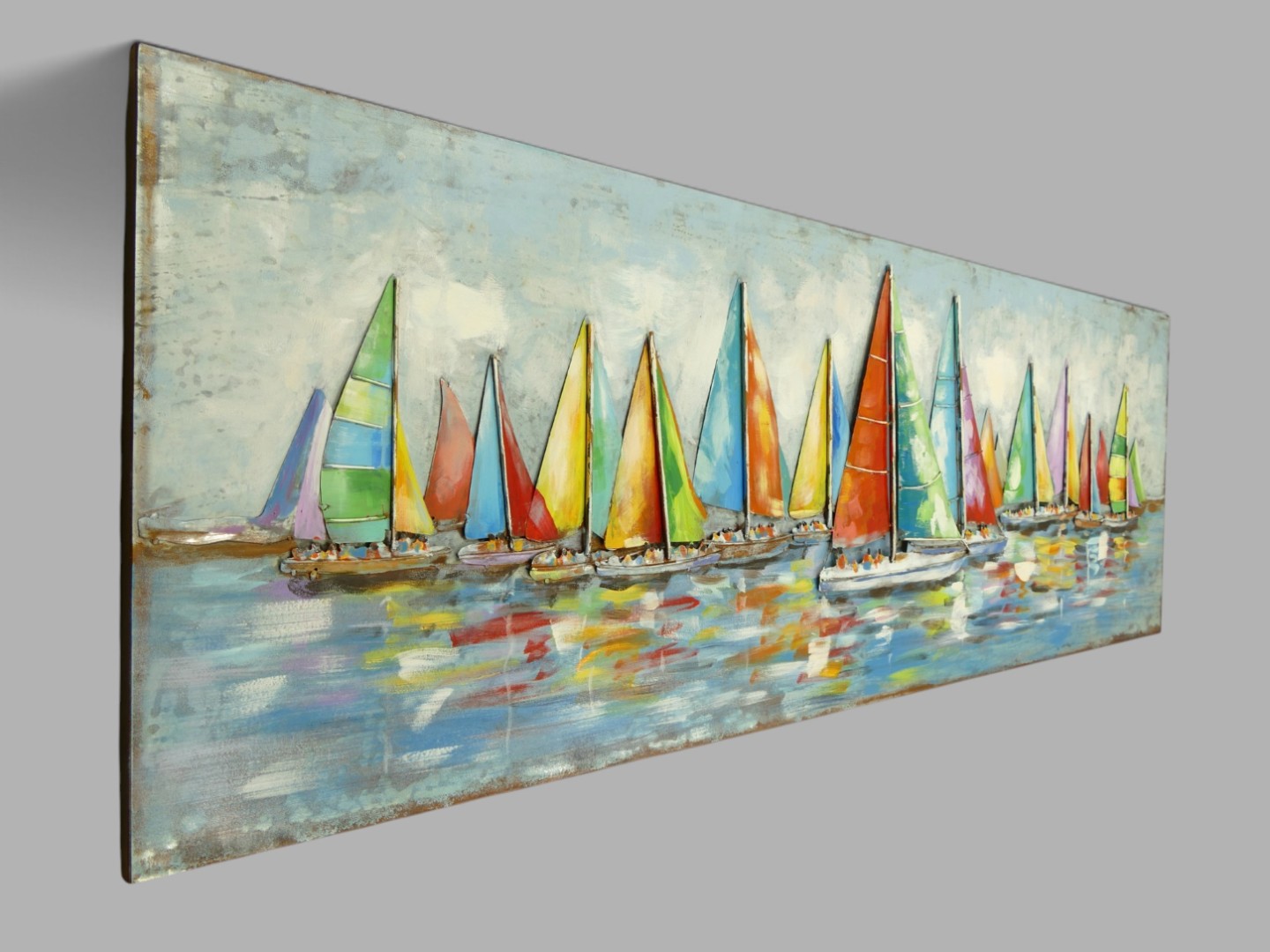 (*) Metallbild (3D) Segelschiffe Eisen L.180x60cm