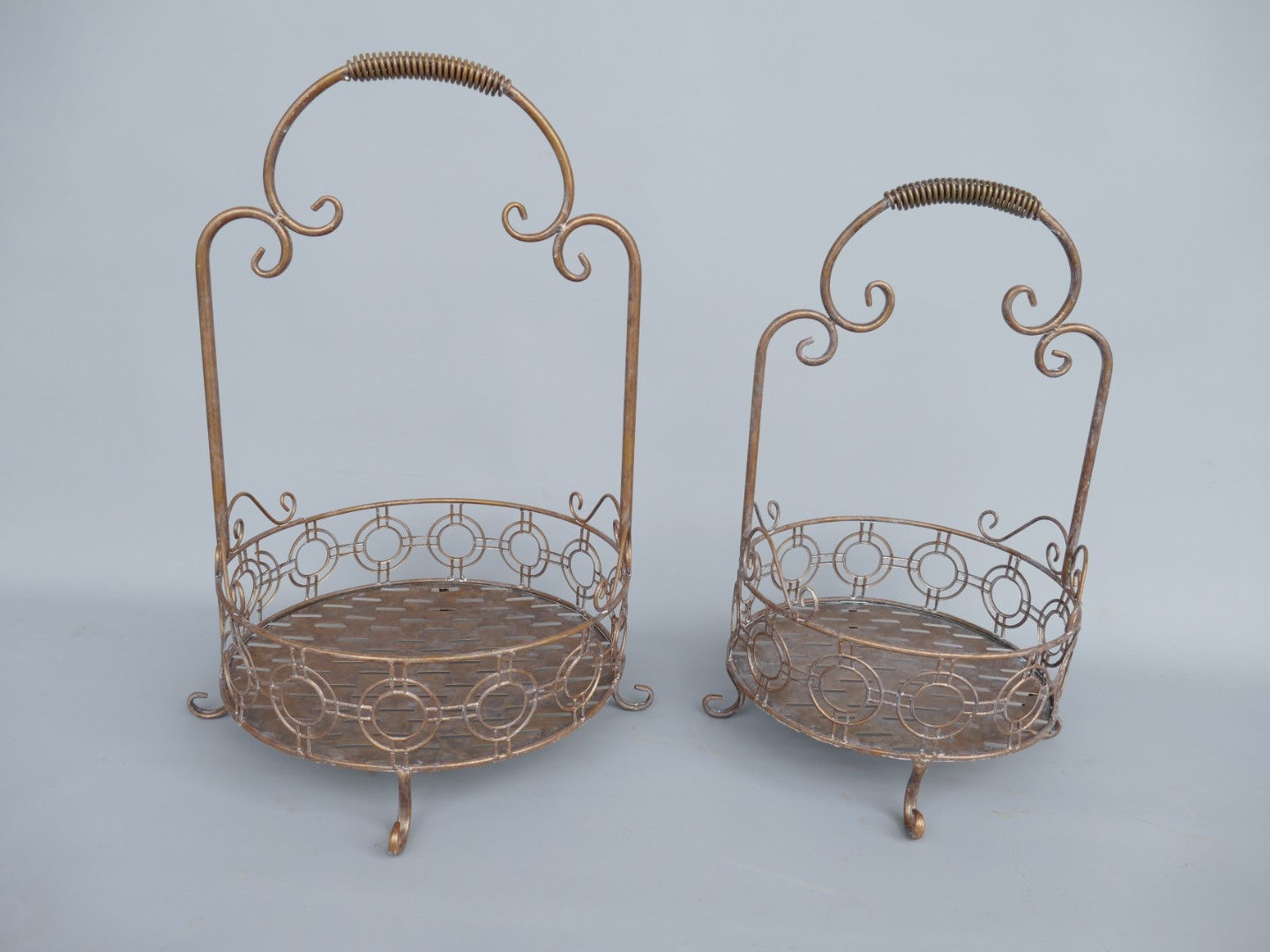 Korbset Rund Eisen Kupfer farbig Set/2 H.55/48cm Korbset Rund Eisen Kupfer farbig Set/2 H.55/48cm