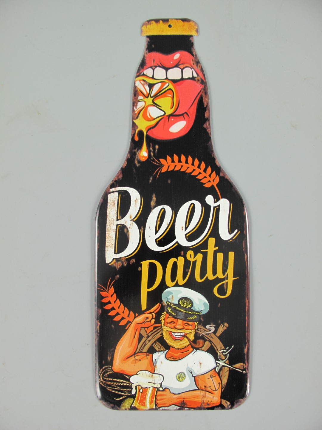 *ANG. Wandschild Eisen Beer Party H.40x15cm