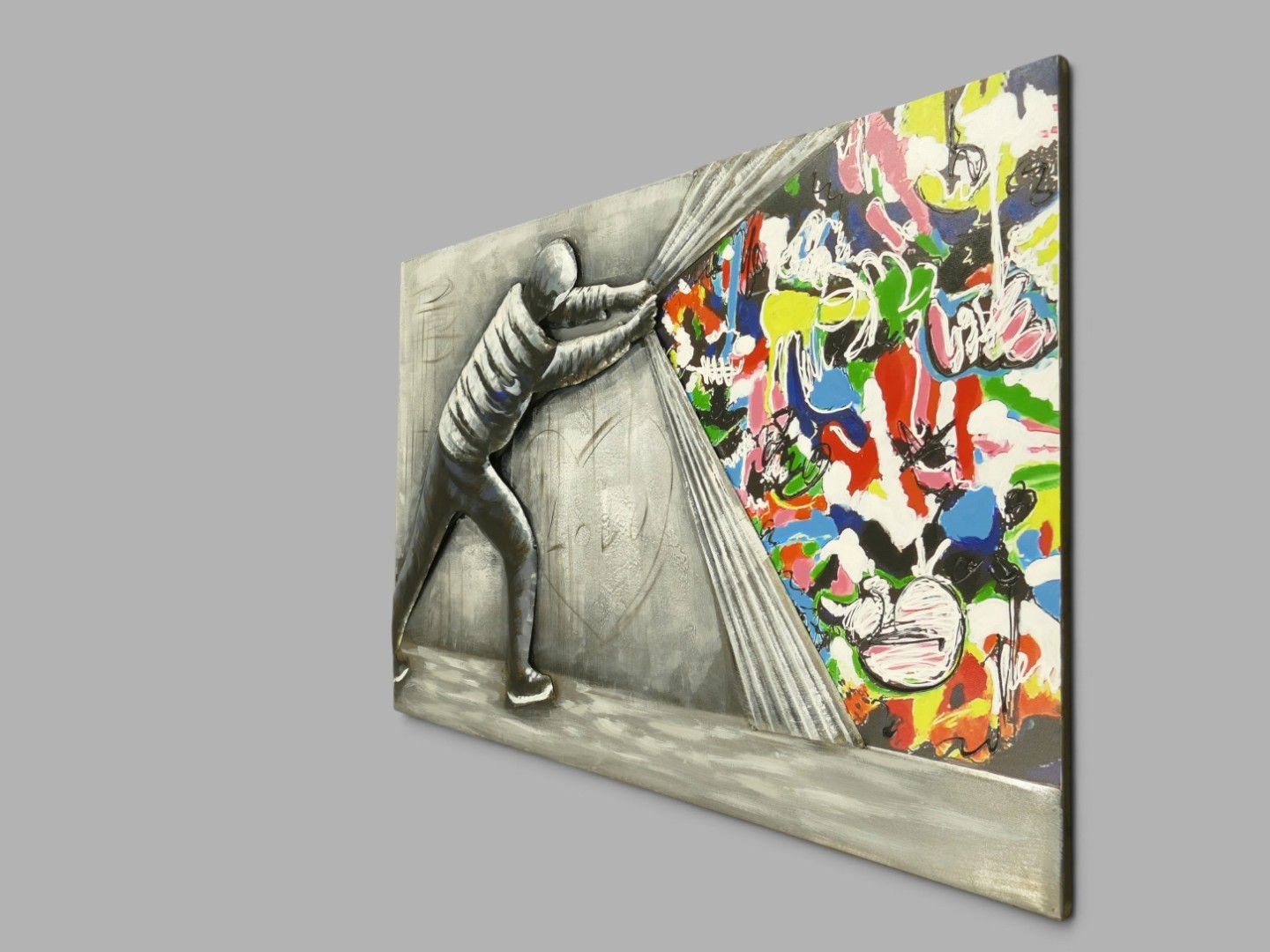 (*) Metallbild (3D) Banksy Eisen L.120x80cm
