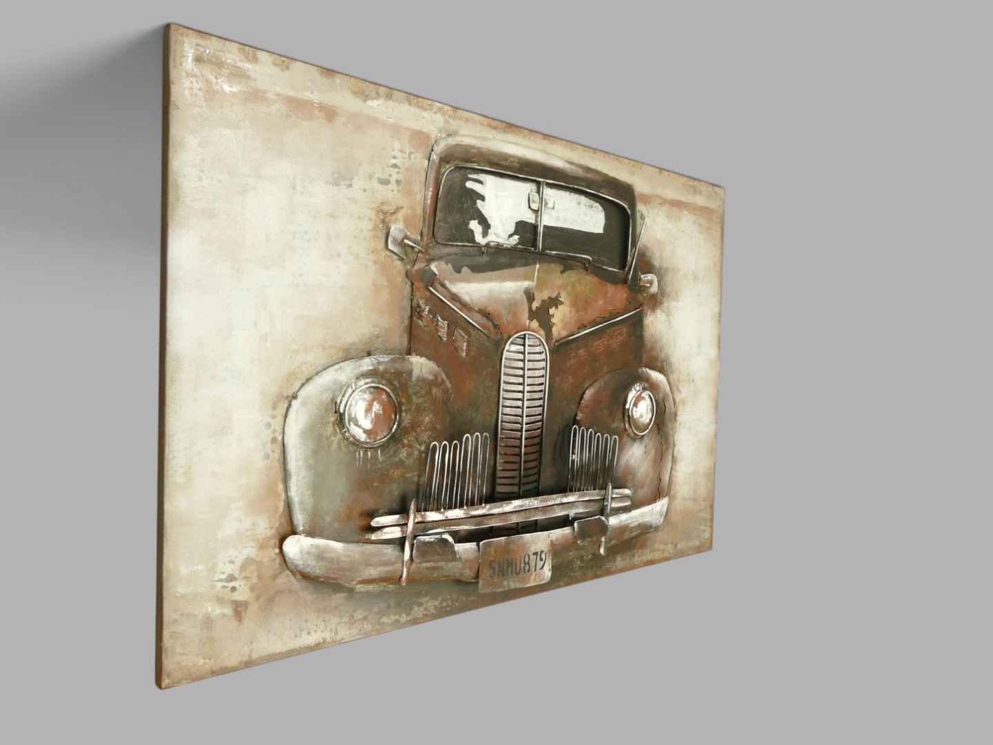 (*) Metallbild (3D) Auto Eisen L.120x80cm