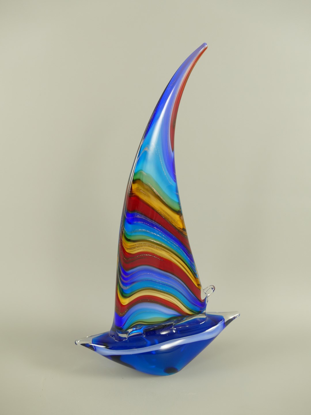 Glasfigur Schiff farbe H.42cm